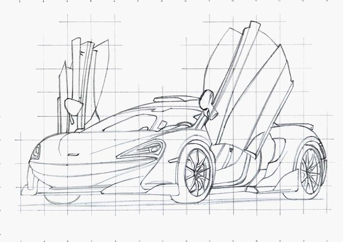 How to Draw a Supercar Step-by-Step - McLaren 600LT Drawing Tutorial